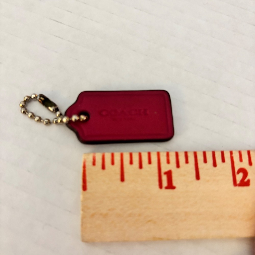 Coach Magenta Pink Leather Replacement Hangtag Silver Ball Chain Bag Charm - Picture 4 of 5